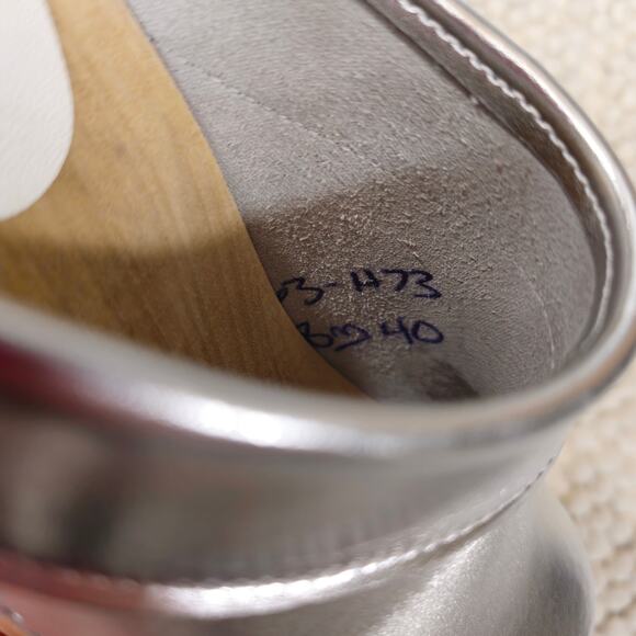 Sven Original Wide Collar Clogs High Heel Silver Metallic Leather Sz 40 EU - Picture 11 of 11